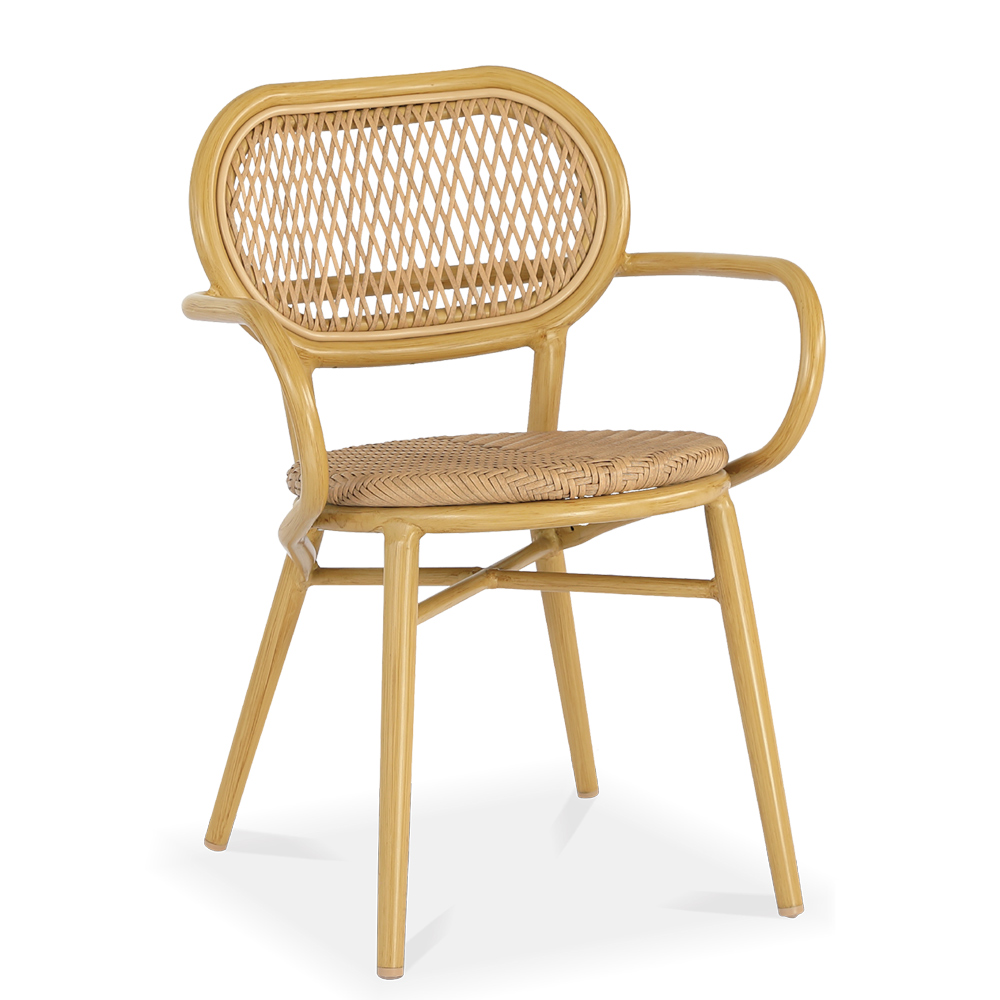 Aluminum rattan armchair