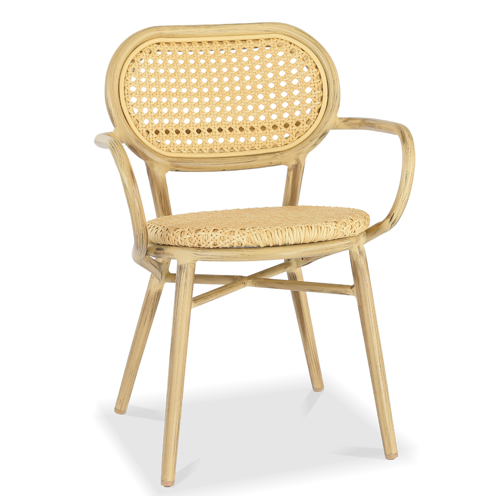 Aluminum rattan armchair