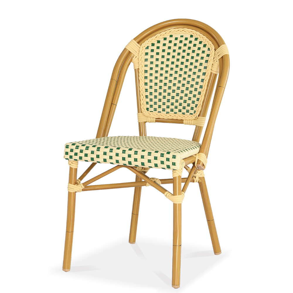 Aluminum bamboo-looking PE rattan dining chair