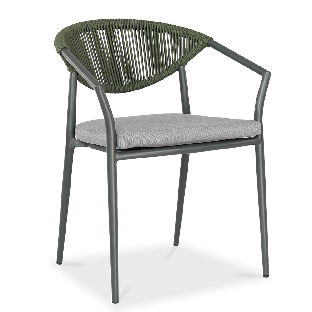 Alum rope chair with cushion