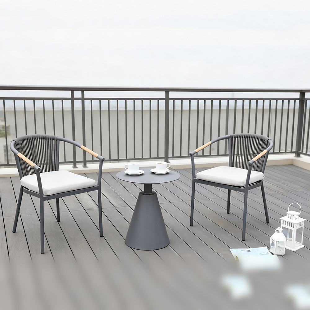 3pcs teak armrests chair patio set