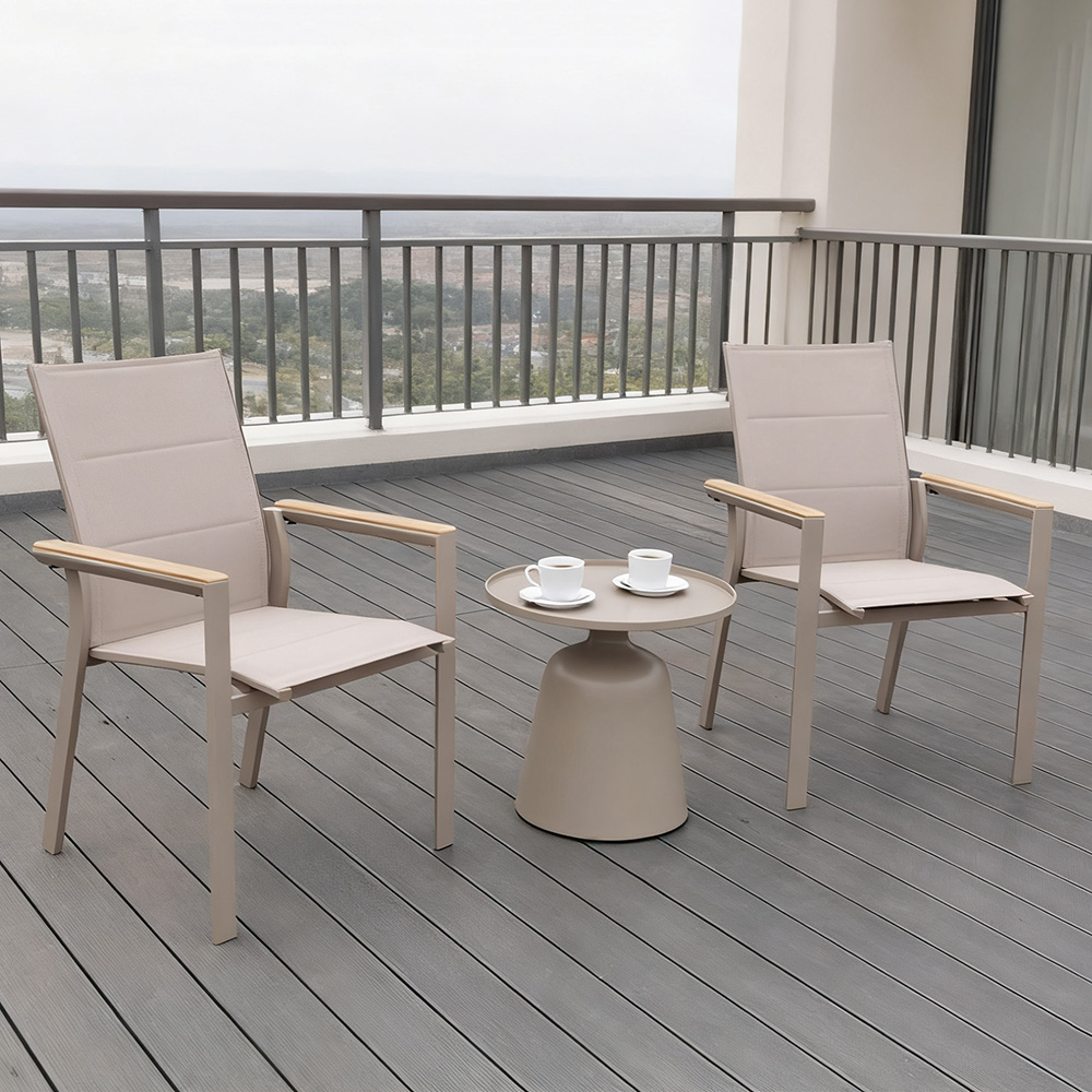 3pcs plastic wood armrests chair bistro set