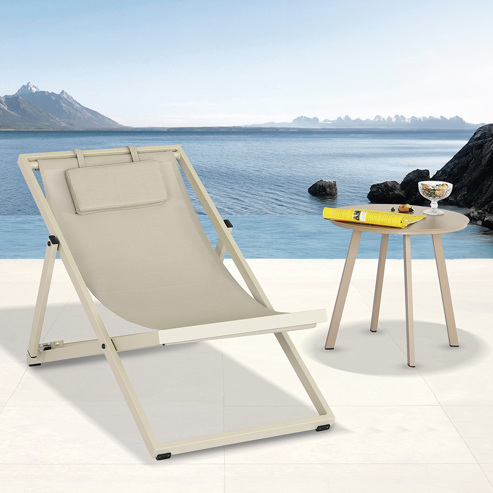 3pcs foldable textilene deck chair lounge set