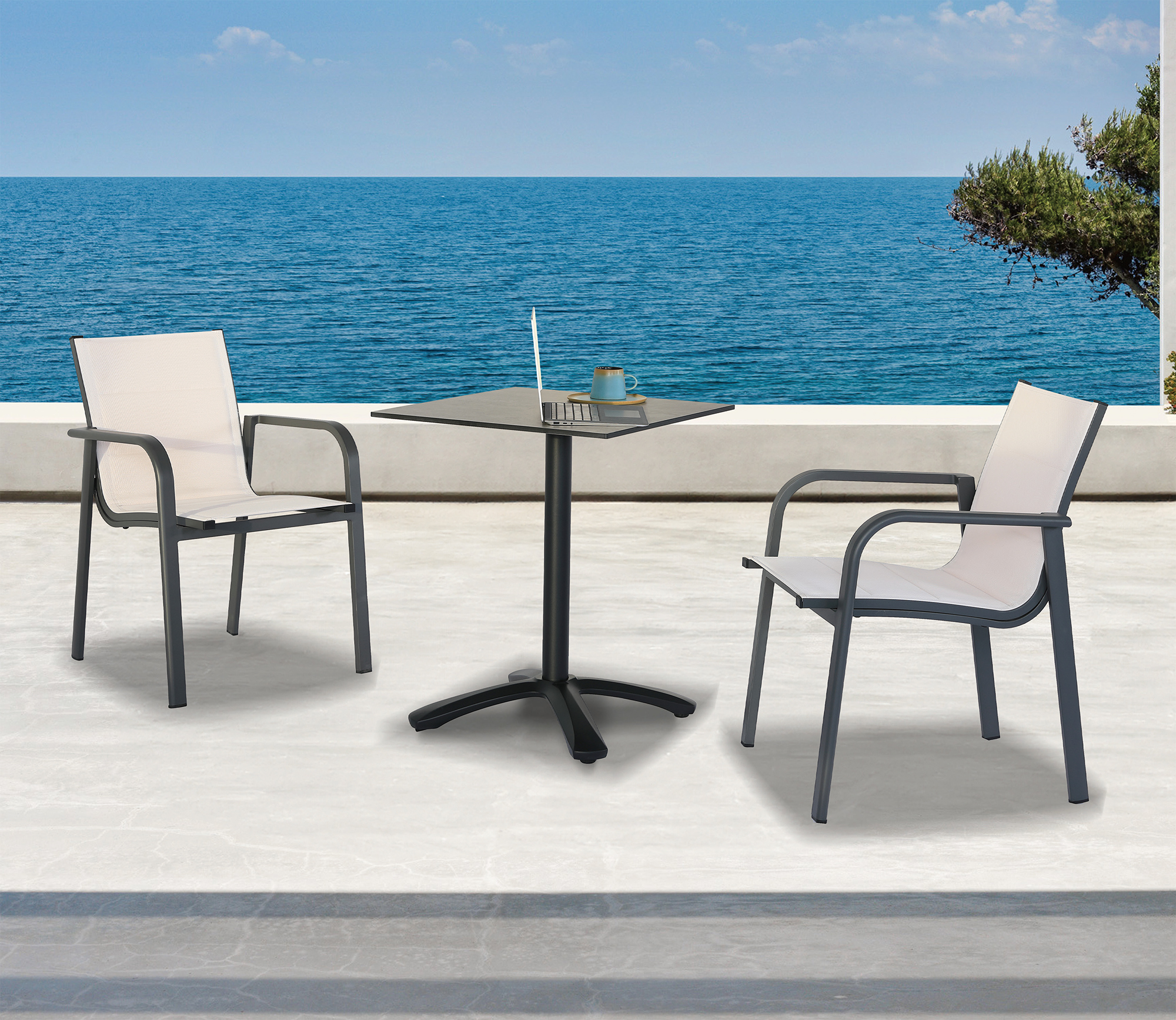 3pcs foldable alum textilene patio set