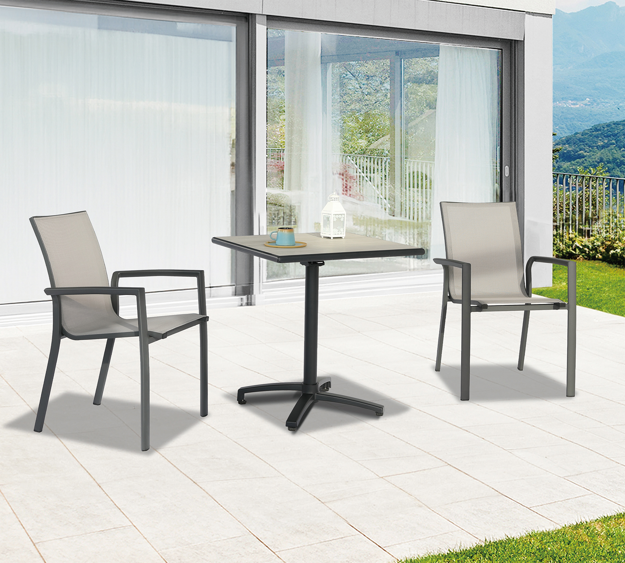 3pcs foldable alum table patio set